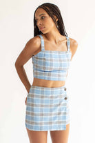 Blue Plaid Stretch Tank