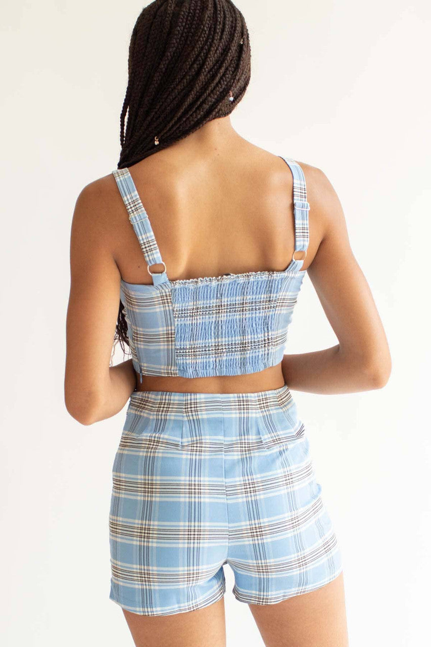 Blue Plaid Stretch Tank