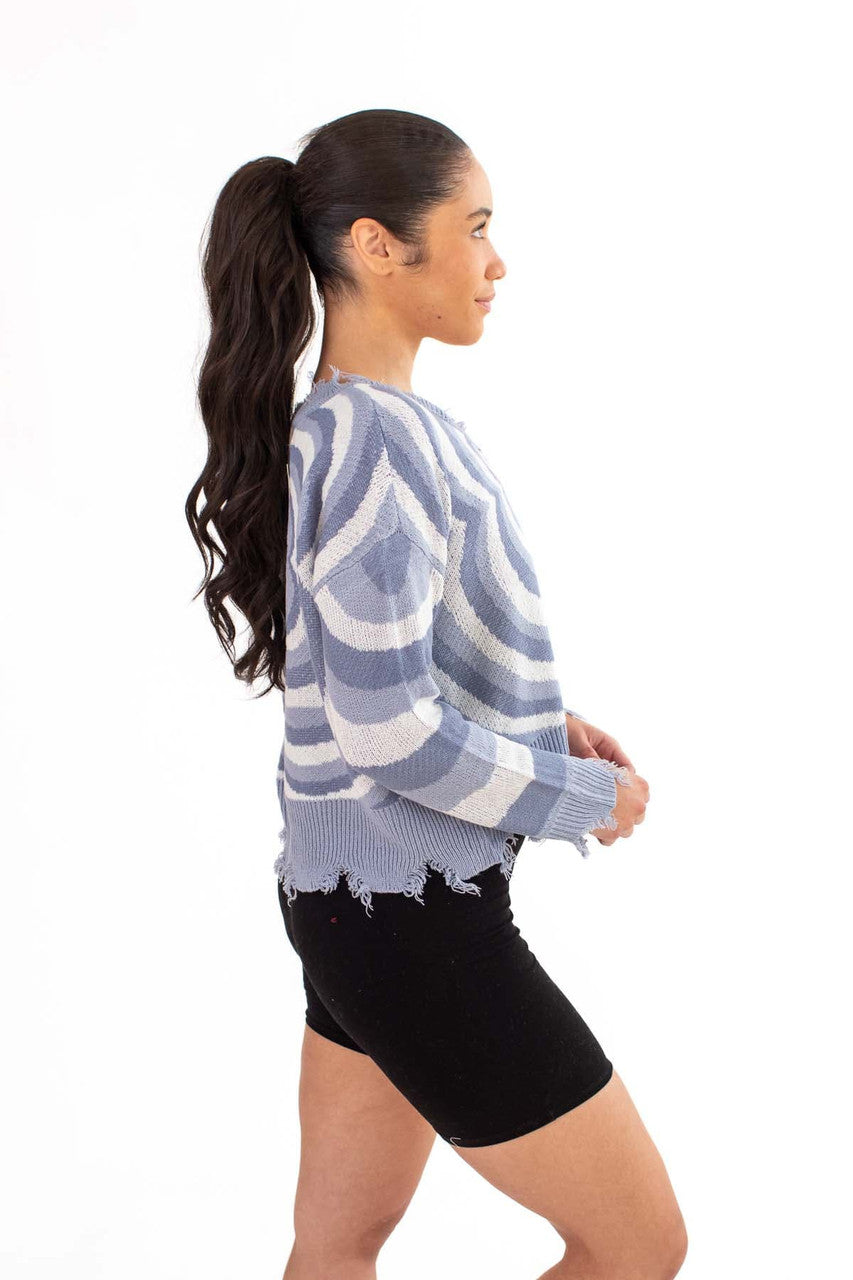 Blue Psychedelic Flower Sweater