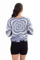 Blue Psychedelic Flower Sweater