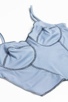 Blue Ribbed Contrast Seam Bustier Cami