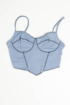 Blue Ribbed Contrast Seam Bustier Cami