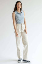 Blue Ribbed Sleeveless Polo