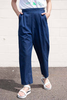 Blue Denim Side Button Vintage Pants (sz. Small)