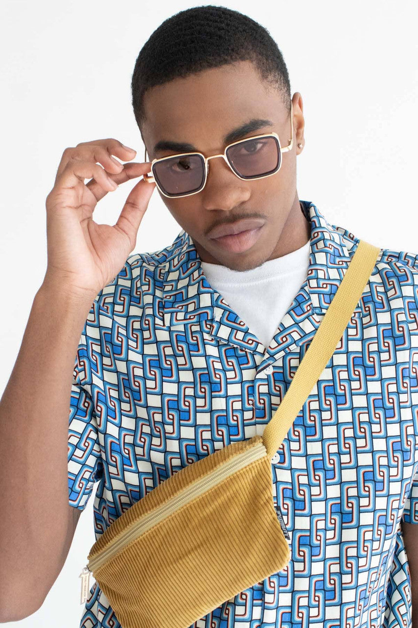 Blue Square Chains Camp Button Up Shirt
