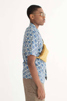 Blue Square Chains Camp Button Up Shirt