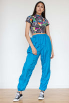 Aqua Nylon Track Pants