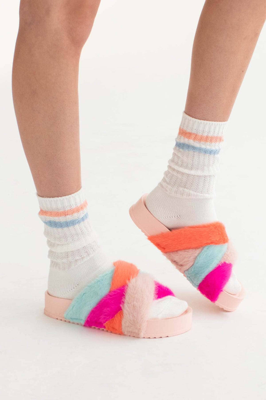 Blush Furry House Slides
