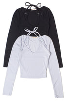 Layered Halter Bow Long Sleeve Top