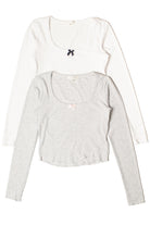 Layered Hem Bow Detail Long Sleeve Top