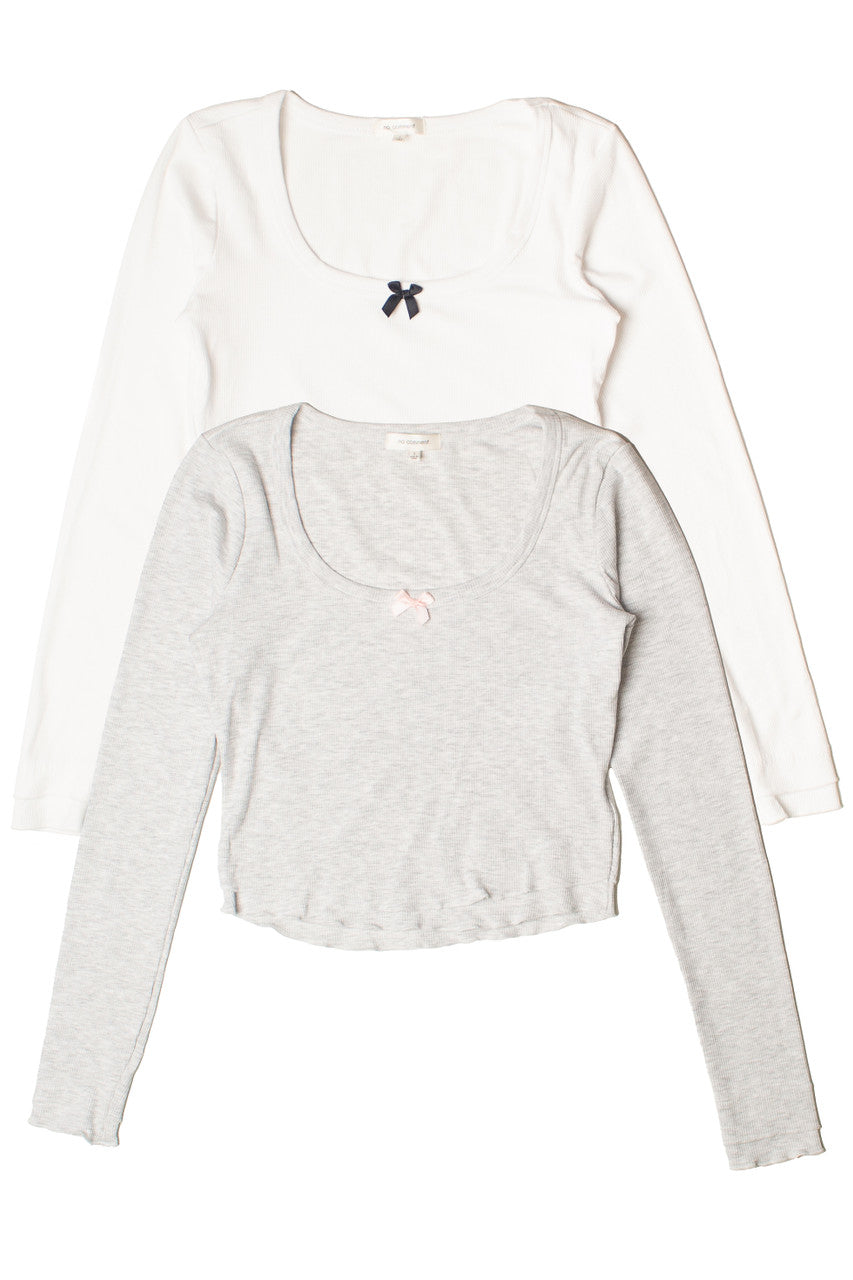 Layered Hem Bow Detail Long Sleeve Top
