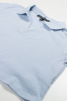 Blue Boxy Cropped Polo