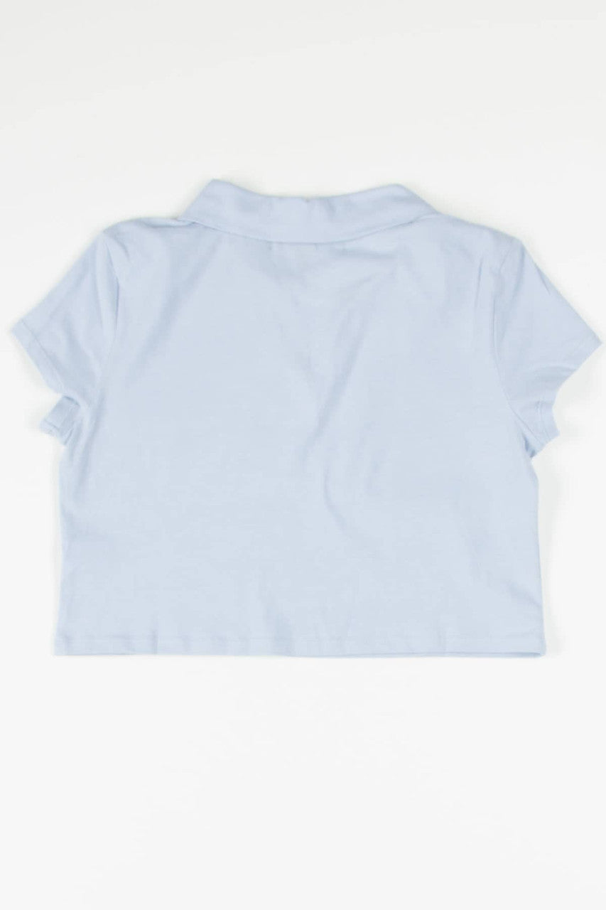 Blue Boxy Cropped Polo