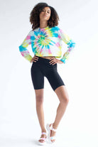 Bright Swirl Rainbow Tie Dye Crop Sweatshirt