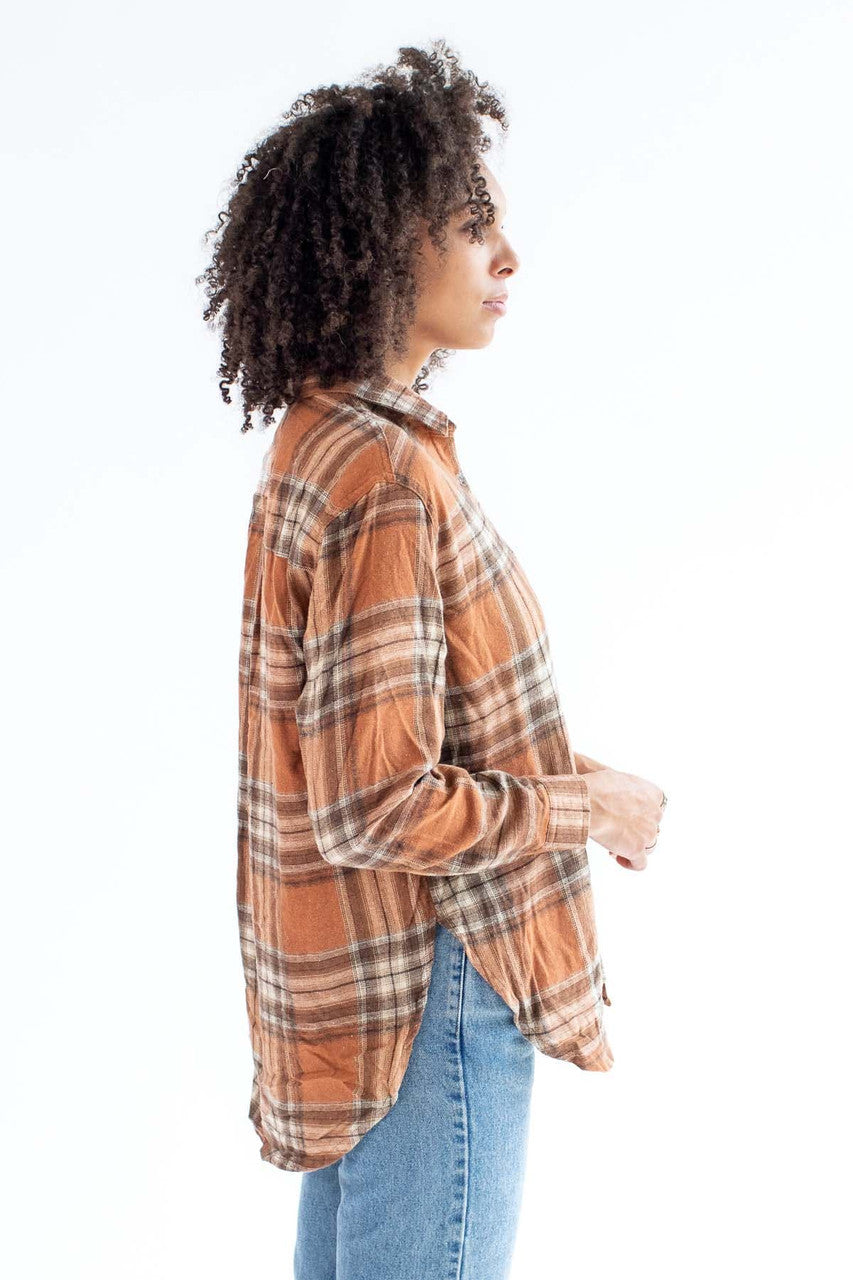 Brown & Sand Oversized Boyfriend Flannel