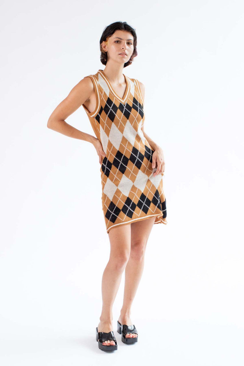 Brown Argyle Vest Mini Dress Ragstock Brown Argyle Vest Mini Dress Ragstock