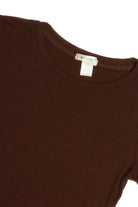 Brown Basic Ribbed Crop Tee