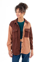 Brown Color Block Corduroy Shirt 1
