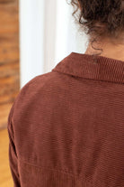 Brown Color Block Corduroy Shirt 1