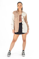 Brown Color Block Corduroy Shirt