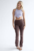 Brown Cotton Blend Bell Bottoms