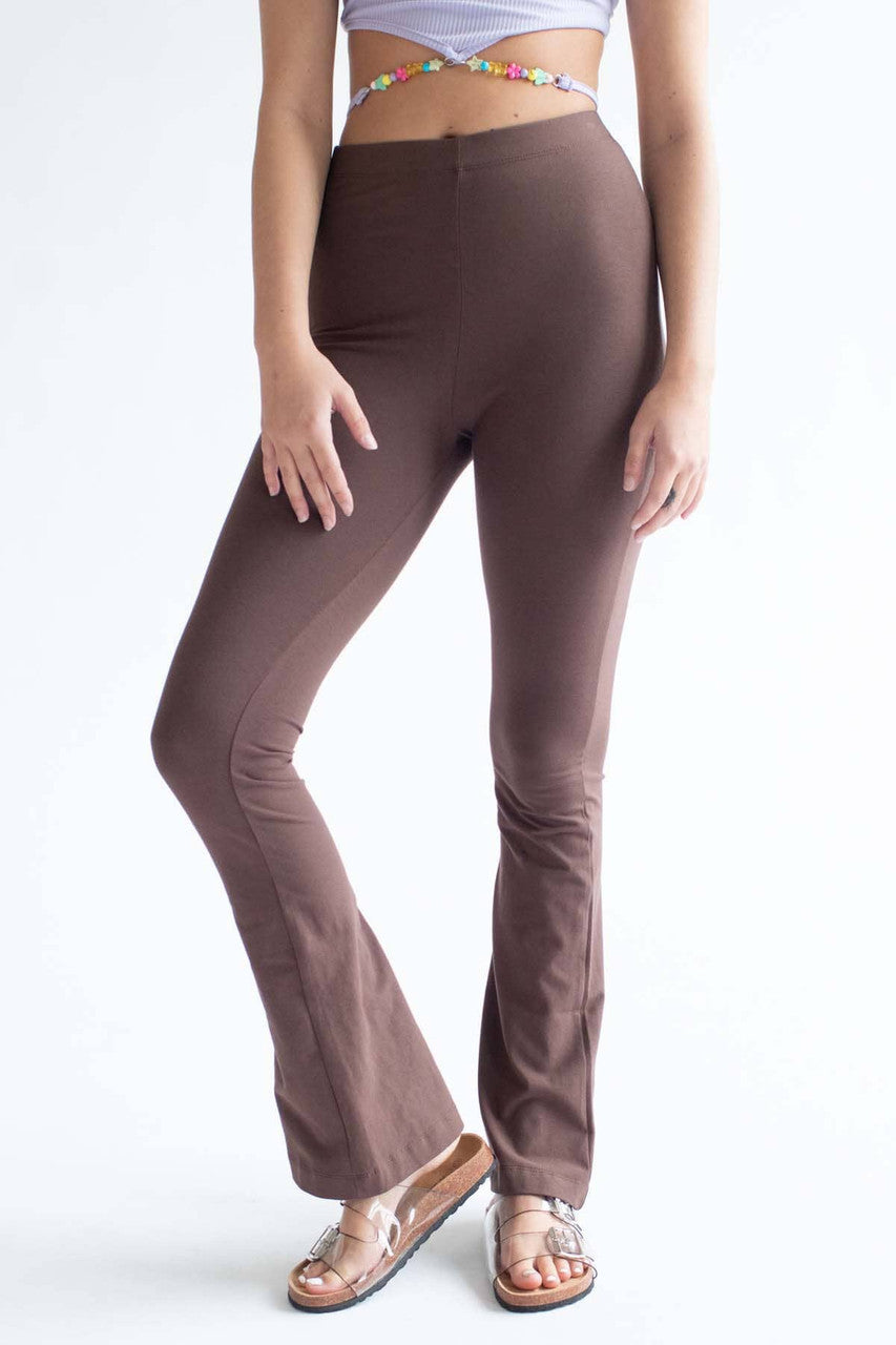 Brown Cotton Blend Bell Bottoms