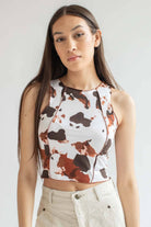 Brown Cow Seamed Crop Tank