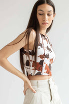 Brown Cow Seamed Crop Tank