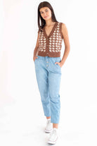 Brown Houndstooth Sweater Vest