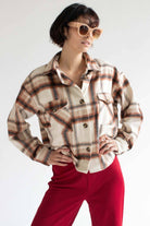 Oversized Rust Brushed Plaid Jacket