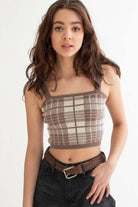 Cocoa Plaid Sweater Tank
