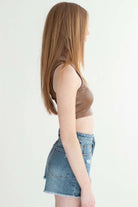 Brown Pleather Crop Tank