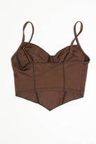 Brown Ribbed Contrast Seam Bustier Cami