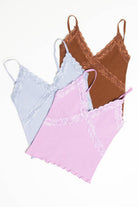 Violet Seamless Lace Trim Crop Cami