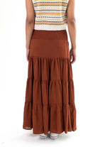 Brown Smocked Waist Maxi Skirt