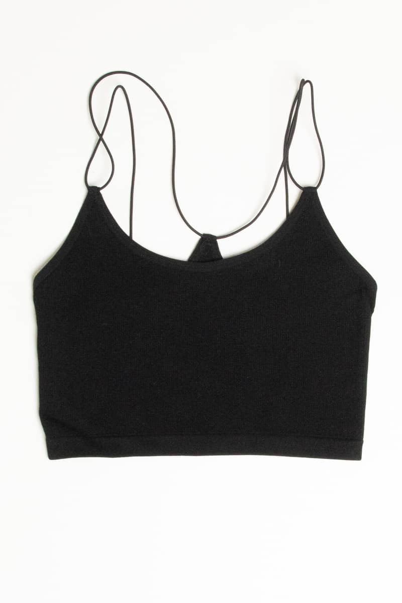 Black Bungee Strap Seamless Ribbed Bralette