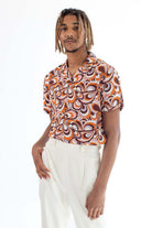 Burnt Orange Floral Loops Button Up Shirt