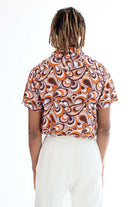 Burnt Orange Floral Loops Button Up Shirt