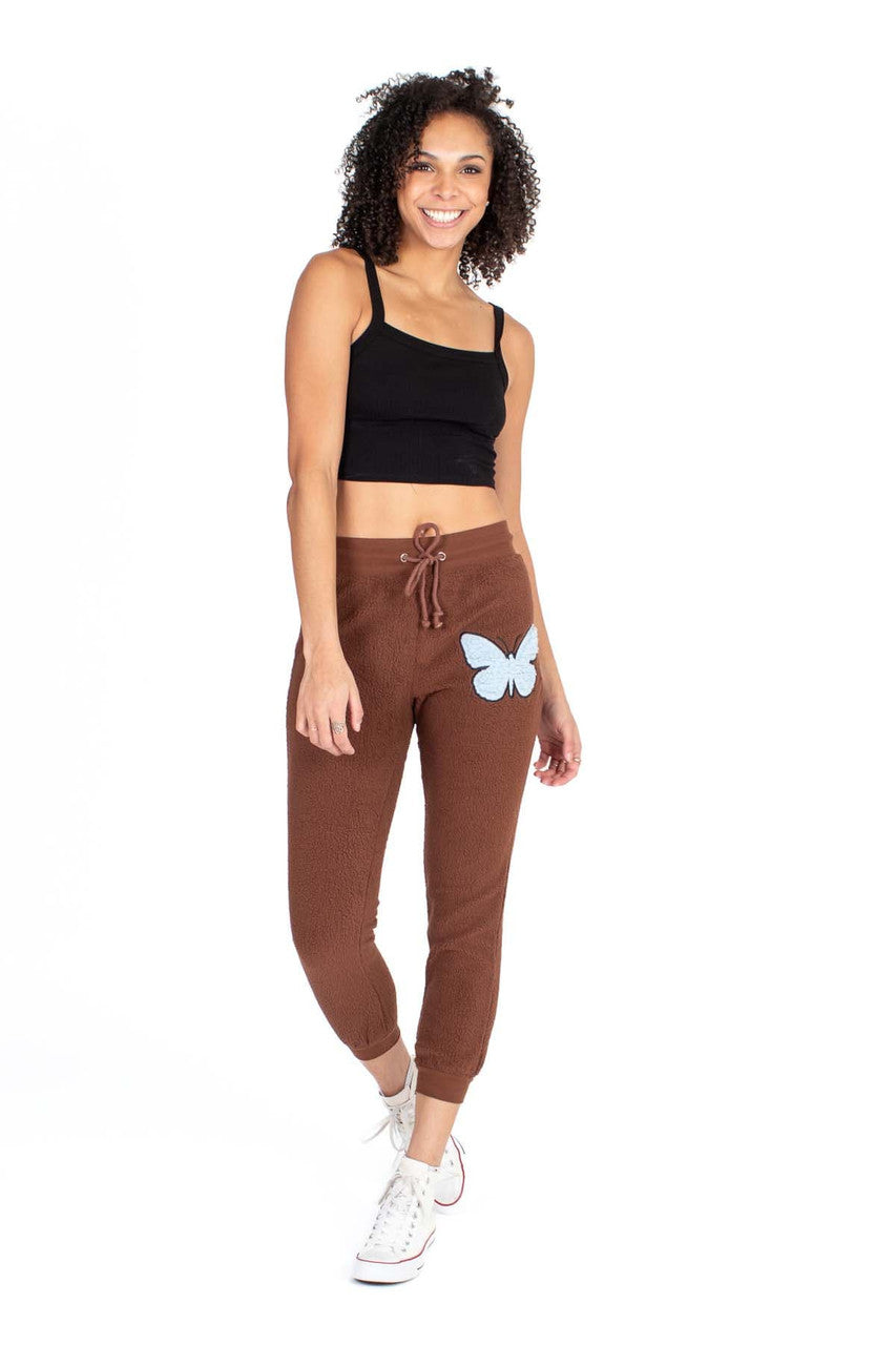 Butterfly Applique Sherpa Joggers