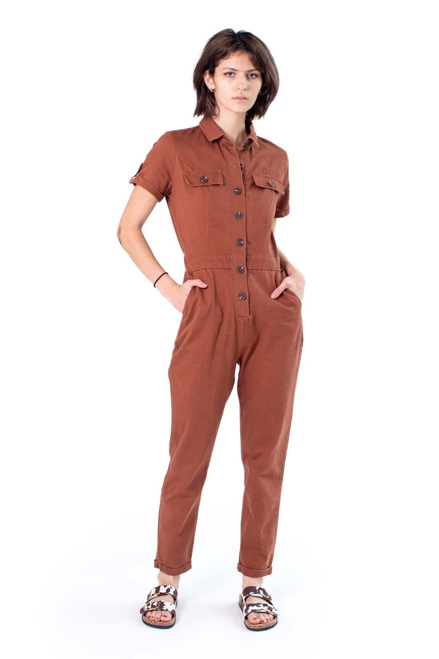 Cognac Twill Jumpsuit