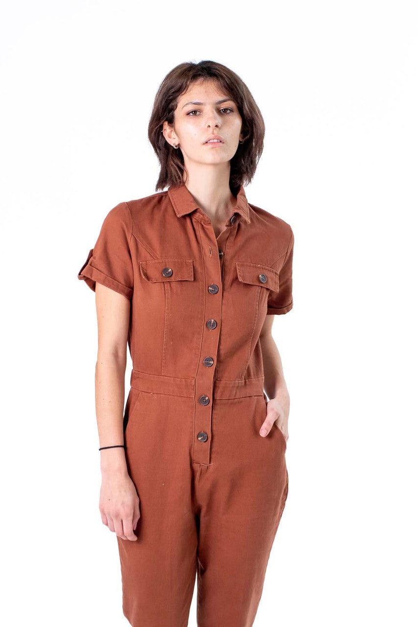 Cognac Twill Jumpsuit