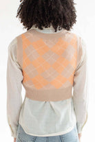 Cantaloupe Argyle Shrunken Sweater Vest