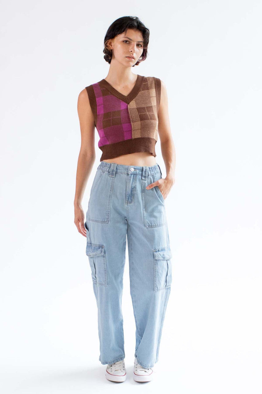 Cappuccino Colorblock Plaid Sweater Vest