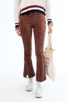 Cappuccino Cord Split Hem Flare Pants