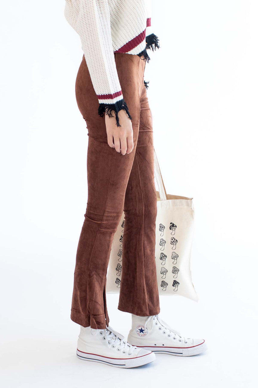 Cappuccino Cord Split Hem Flare Pants