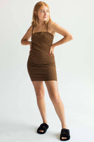 Caramel Houndstooth Mini Dress