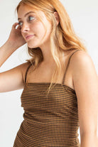 Caramel Houndstooth Mini Dress
