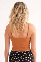Caramel Lace Trim Crop Cami