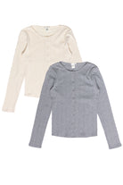 Button Down Pointelle Long Sleeve Shirts