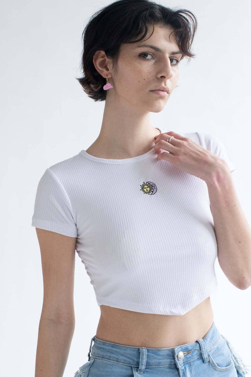 Celestial Embroidered Hanky Hem Tee